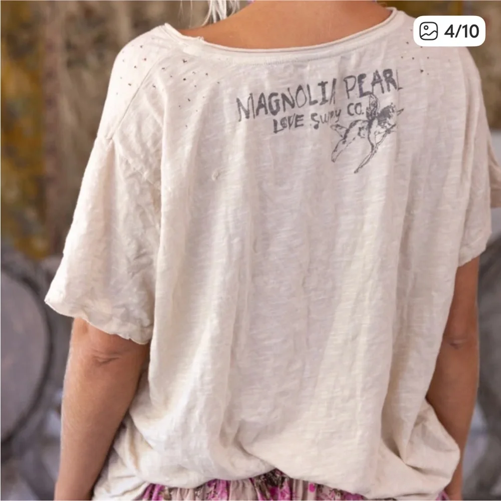 NWT🐱Magnolia Pearl 💯 Cotton Coco's Arrow Tee in Petal One Size Fits Most - Picture 4 of 10